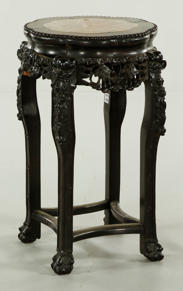 Appraisal: - Chinese Marble Top Stand Marble top carved stand China