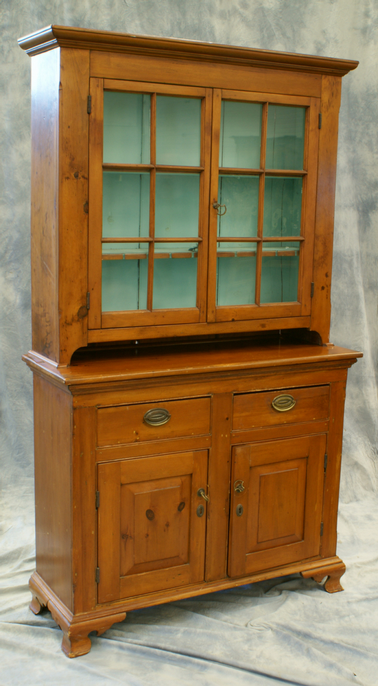 Appraisal: pc pine pane Dutch cupboard replaced OG feet th c