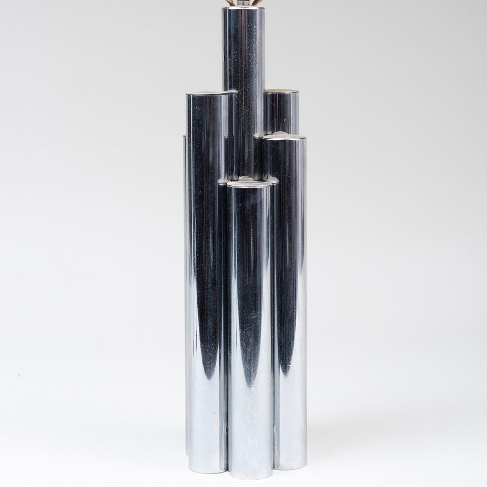 Appraisal: Art Deco Style Chrome Table Lamp x in diam to