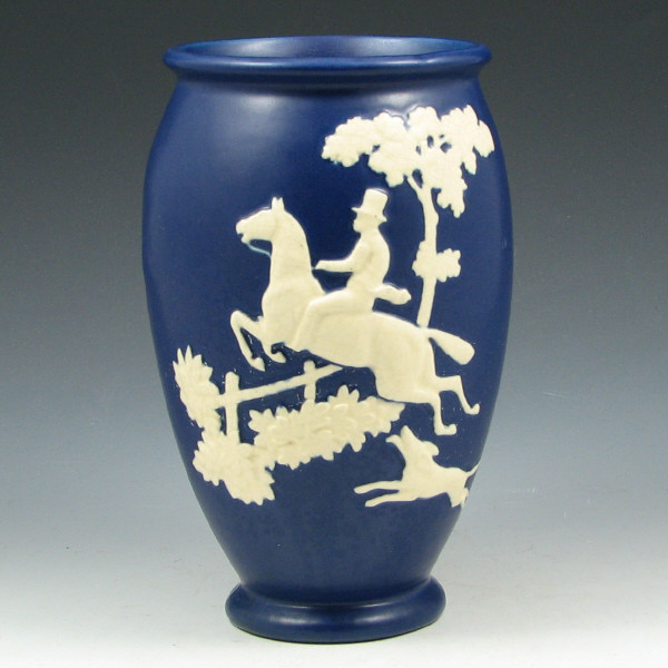 Appraisal: Weller Chase Vase Weller Chase vase with white hunt scene