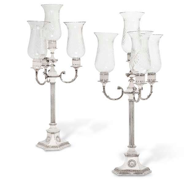 Appraisal: A pair of Victorian silverplate candelabra A pair of Victorian