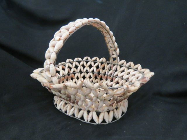 Appraisal: Victorian Shell Basket wire work x