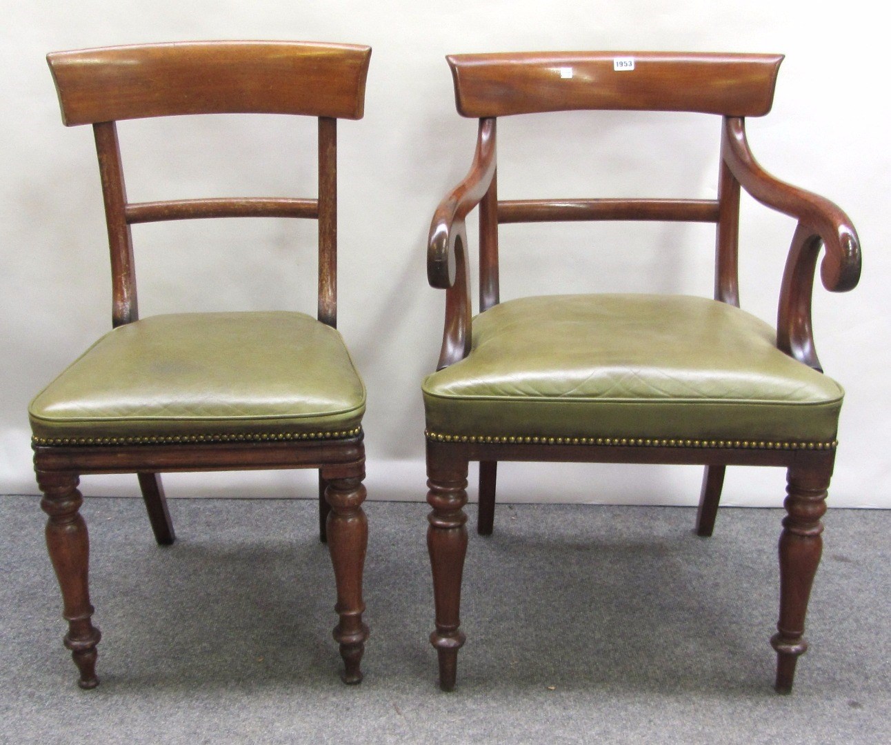 Appraisal: A set of eight Victorian mahogany framed dining chairs on