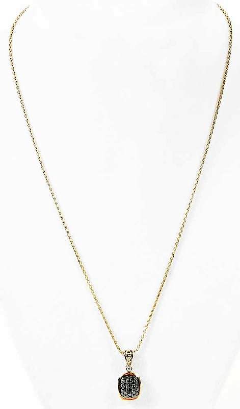 Appraisal: Charles Krypell Gold Silver Diamond Necklace pendant with round black