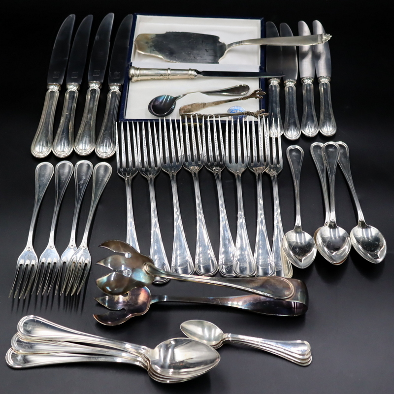 Appraisal: SILVER Italian Silver Partial Flatware Set Comprised of spoons -