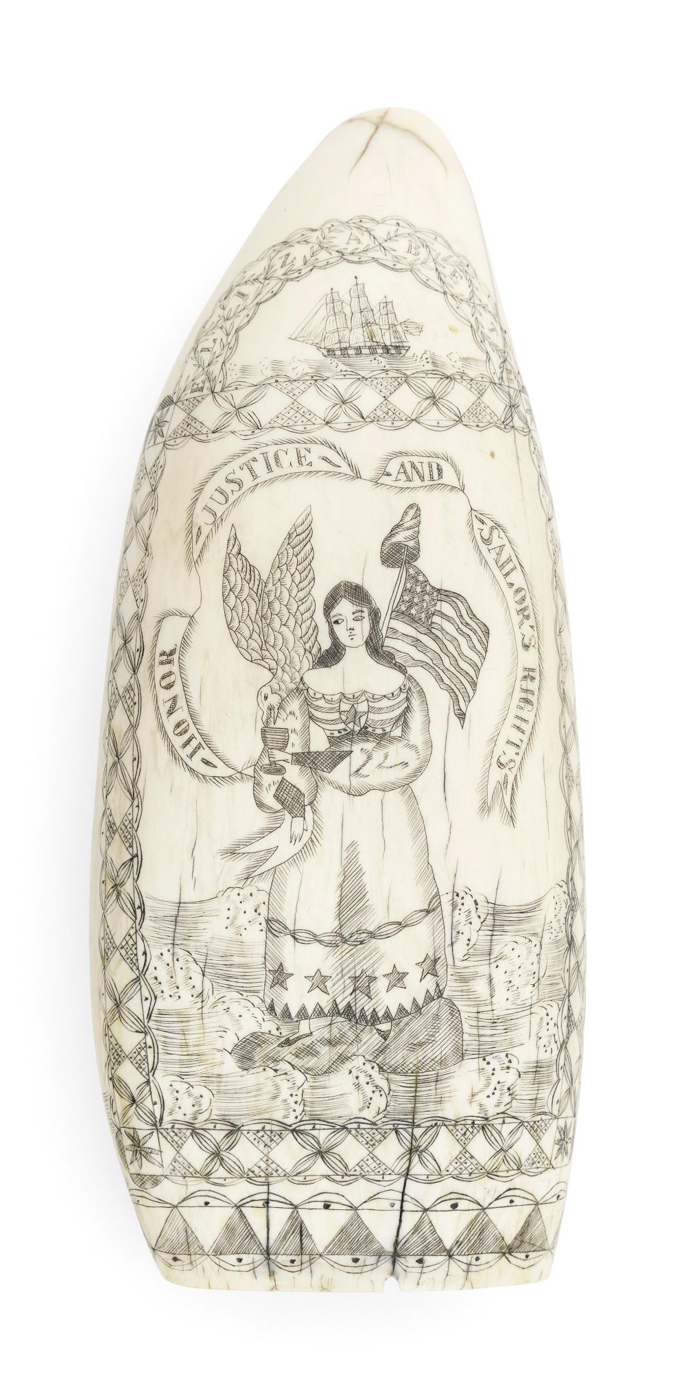 Appraisal: SCRIMSHAW WHALE'S TOOTH ATTRIBUTED TO CERES ARTISAN WILLIAM A GILPIN