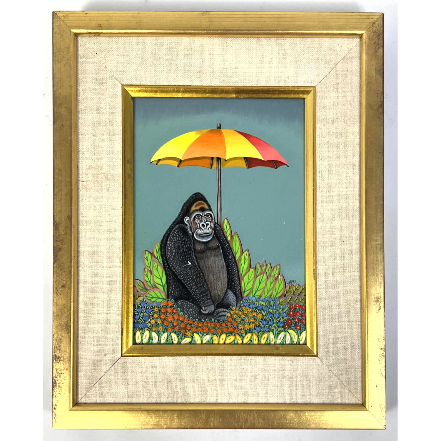 Appraisal: EDWARD LUPPER Gorilla Painting Gorilla having a Nice Day Signed