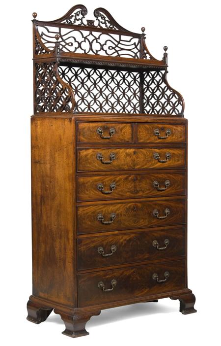 Appraisal: A fine George III mahogany secretaire chest circa the fret