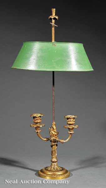 Appraisal: A Louis XVI-Style Gilt Bronze and T le Peinte Bouillotte