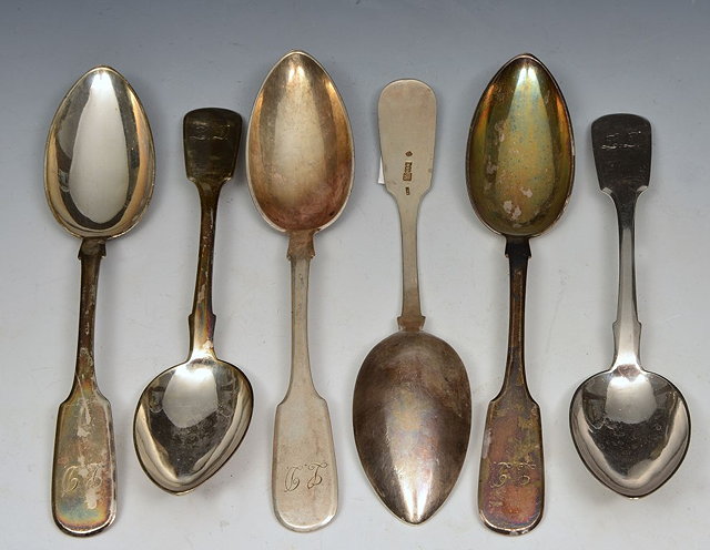 Appraisal: A SET OF SIX RUSSIAN SILVER TABLE SPOONS in the