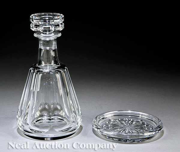 Appraisal: A Baccarat Crystal Decanter and Wine Coaster each stamped to