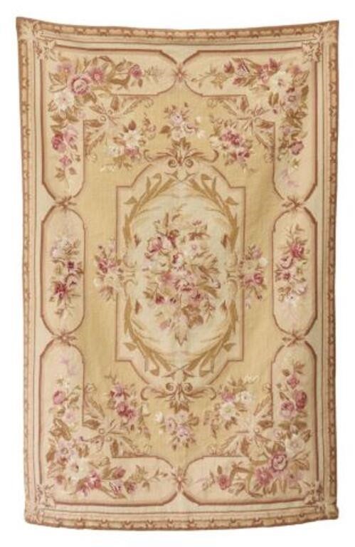 Appraisal: Portuguese needlepoint rug wall hanging in the Aubusson Style fabric