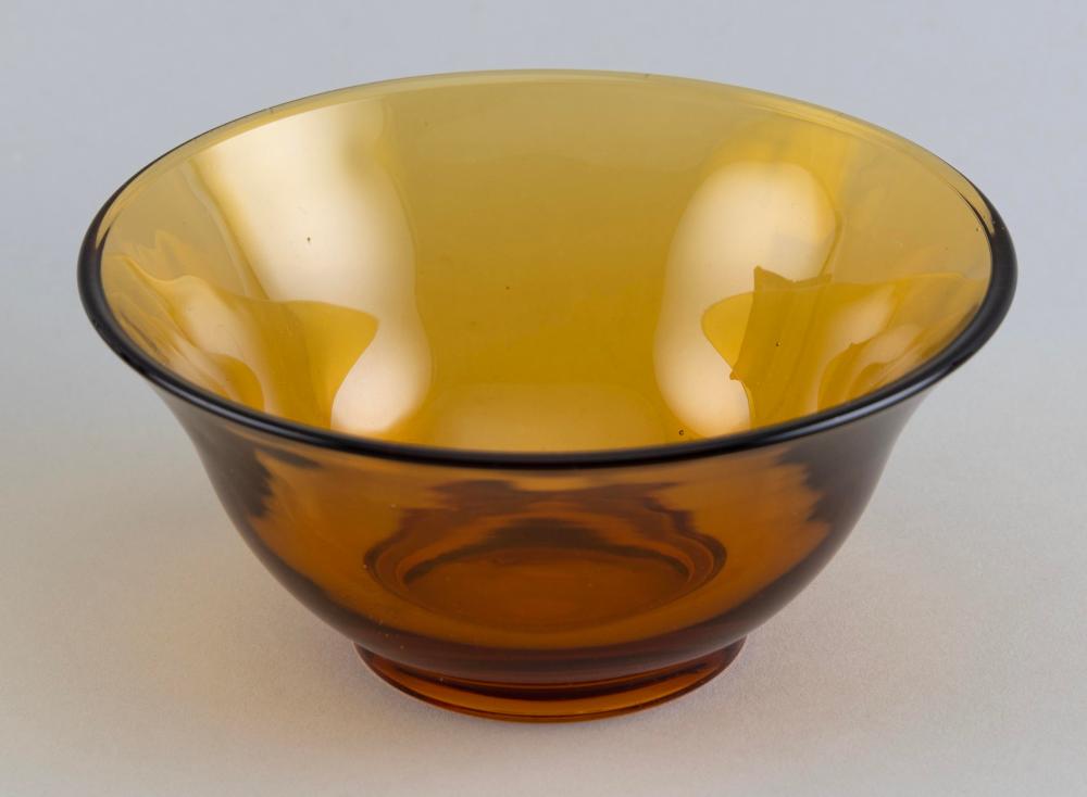 Appraisal: CHINESE AMBER PEKING GLASS BOWL TH CENTURY HEIGHT DIAMETER CHINESE