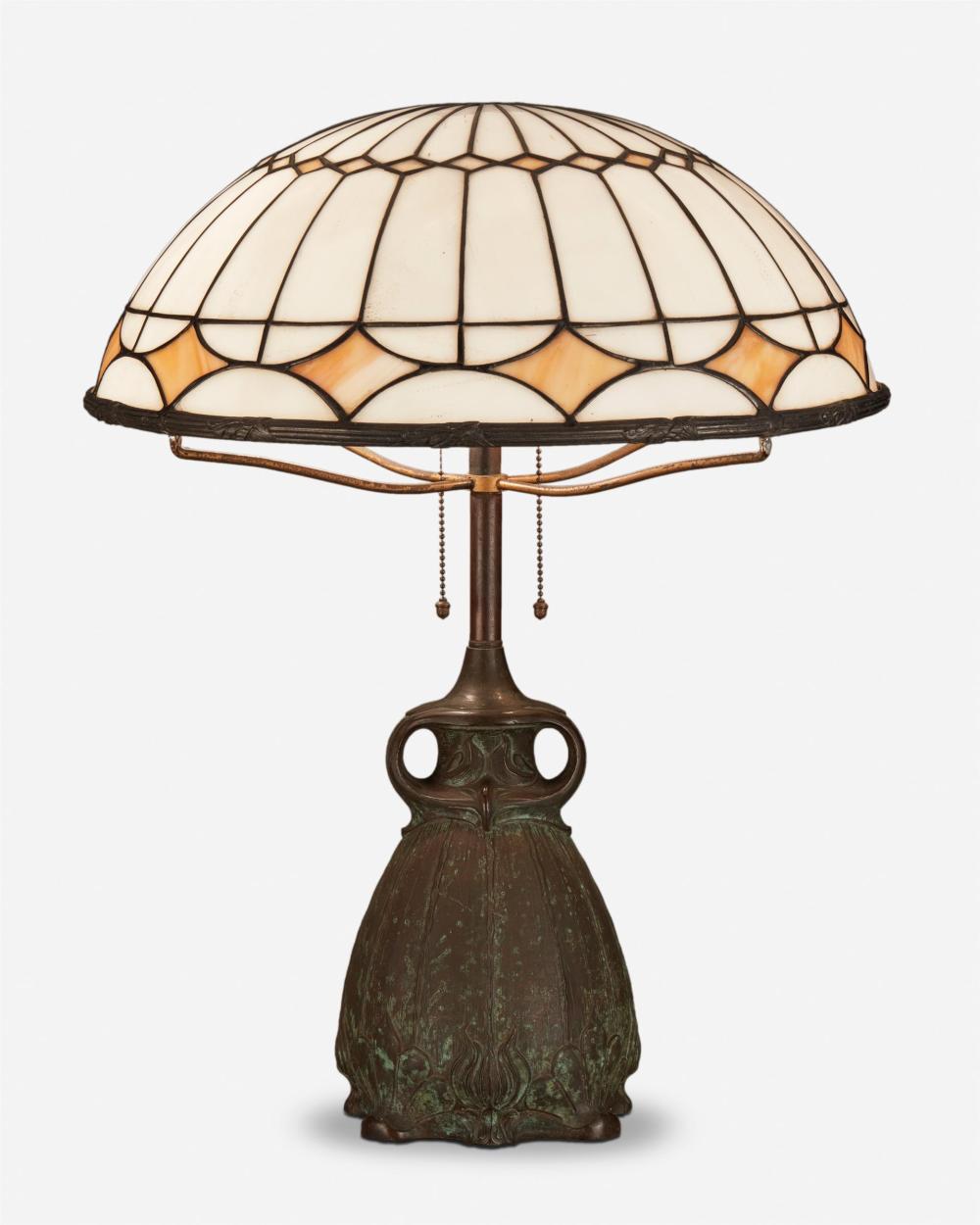 Appraisal: An Arts and Crafts leaded glass table lamp First-quarter th