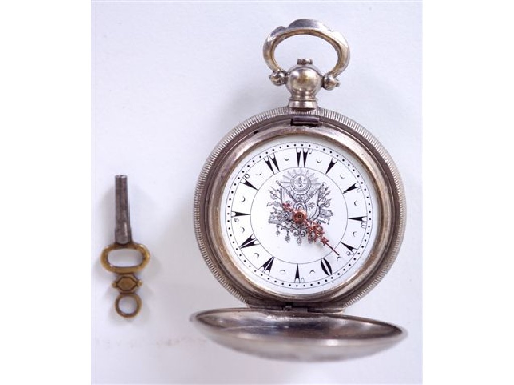 Appraisal: CONTINENTAL SILVER POCKET WATCH th century the enamel dial centred