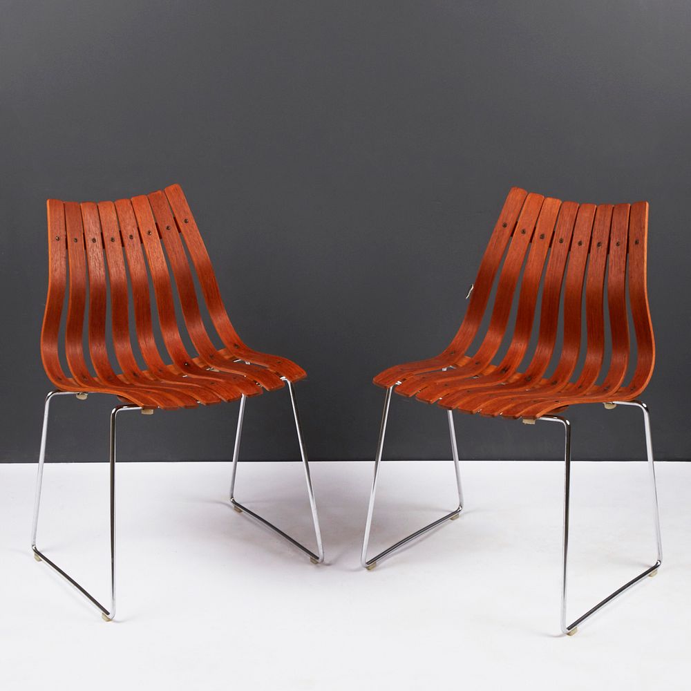 Appraisal: Pair Hans Brattrud Midcentury Scandia Chairs Hans Brattrud - for