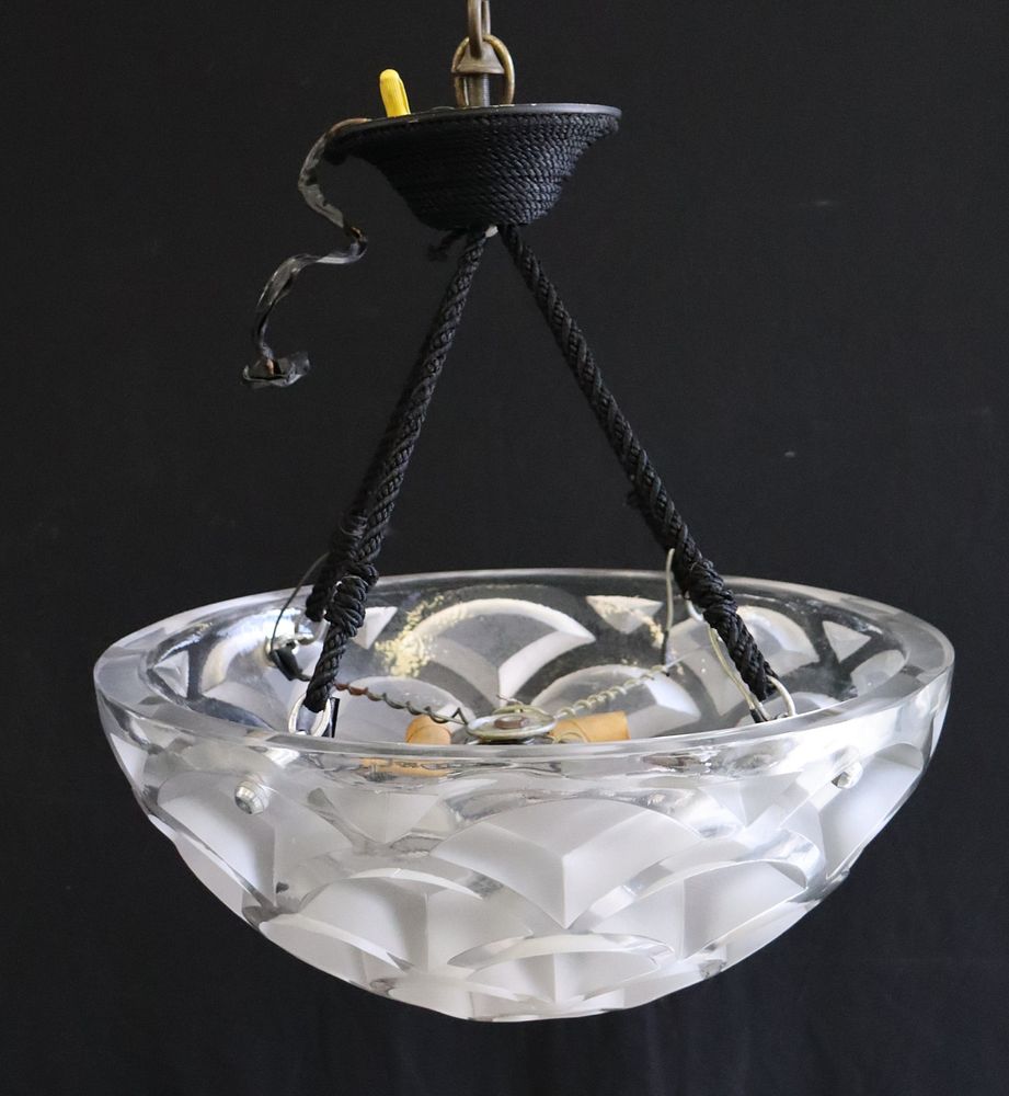 Appraisal: R LALIQUE Clear And Froster Rinceaux Chandelier Wheel carved R