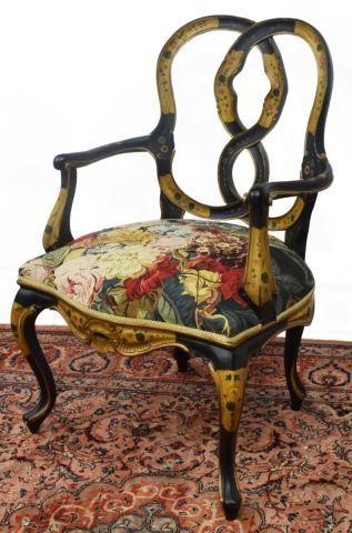 Appraisal: Venetian armchair th c having pierced and scrolled back splat