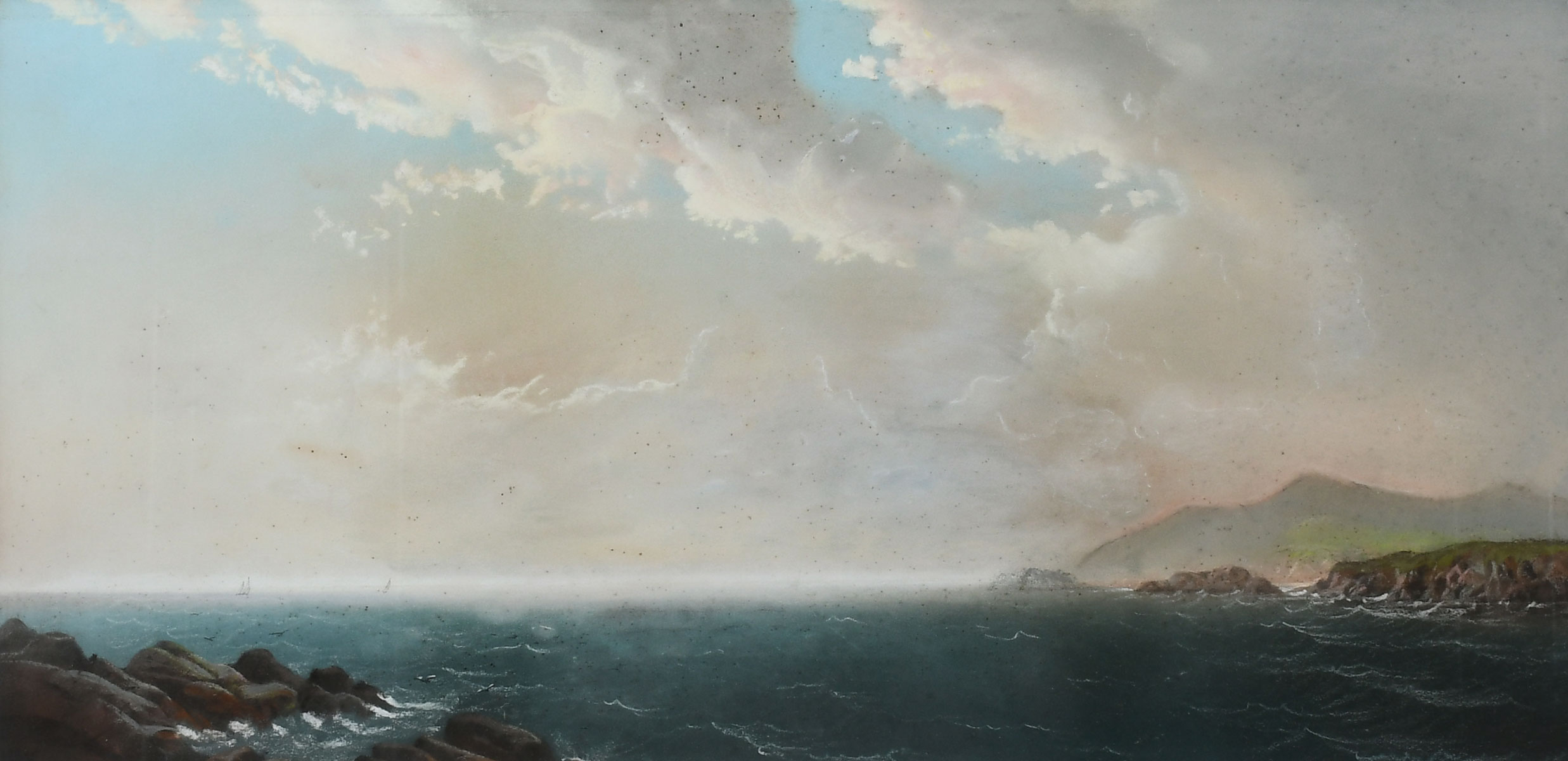 Appraisal: FINE PANORAMIC PASTEL COASTAL SCENE Most likely th or early