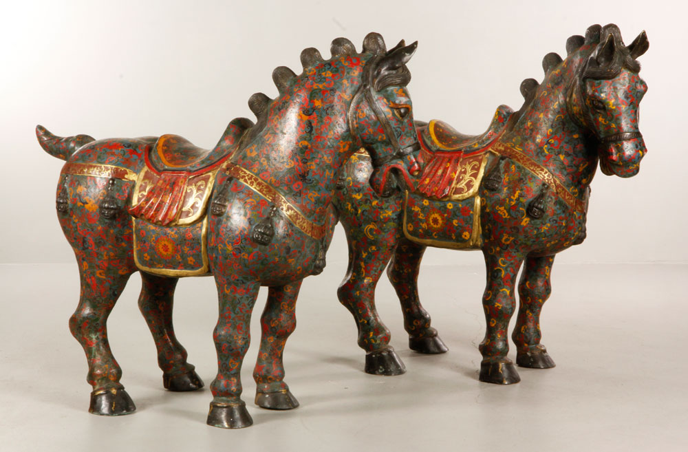 Appraisal: A - Early Mid th C Pair of Monumental Cloisonne