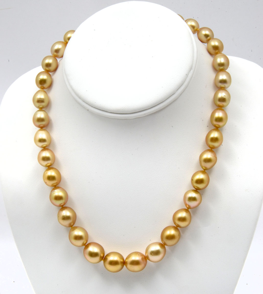 Appraisal: SOUTH SEAS GOLDEN PEARL NECKLACE WITH K CLASP '' single