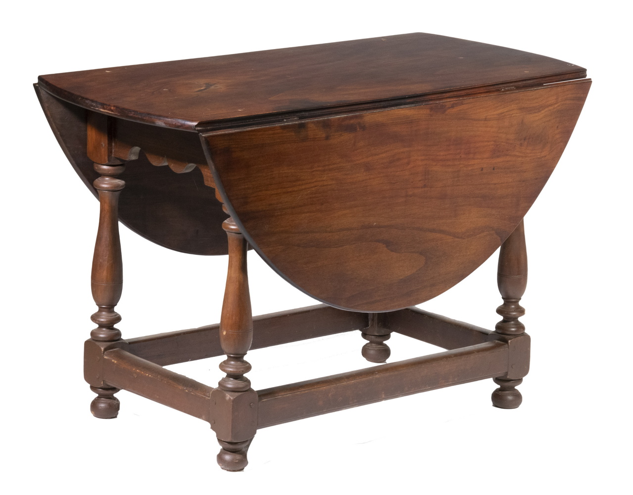 Appraisal: TH C RED WALNUT DROP LEAF TABLE Oval Table pegged