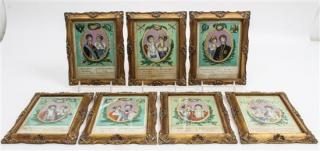 Appraisal: A Set of Seven French Handcolored Engravings Framed x inches