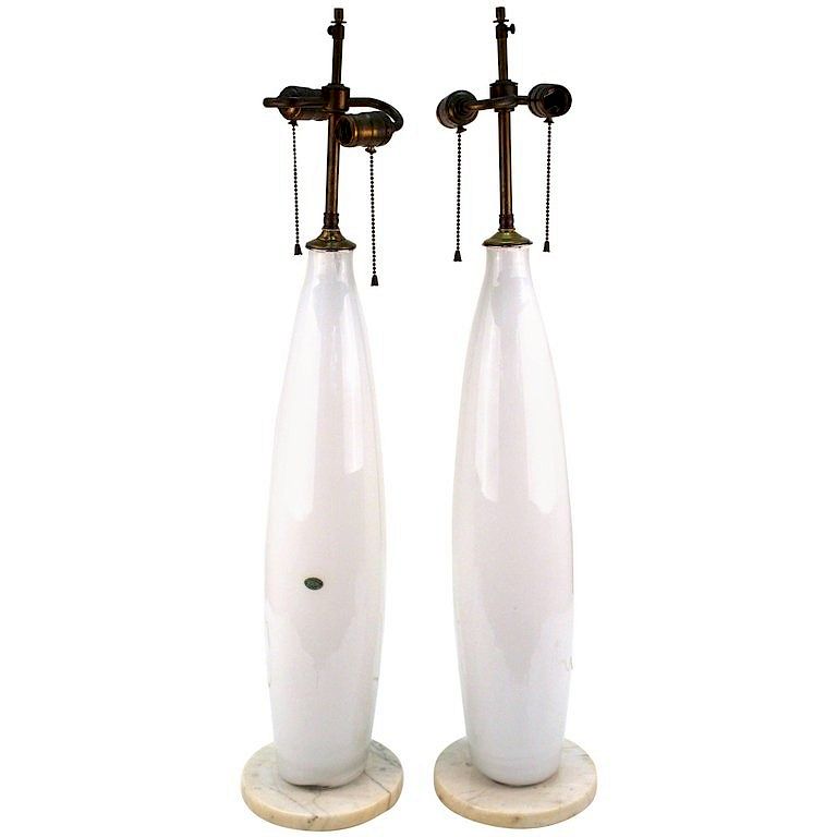 Appraisal: Mid-Century Venetian Balboa Glass Table Lamps Pr Pair of Venetian