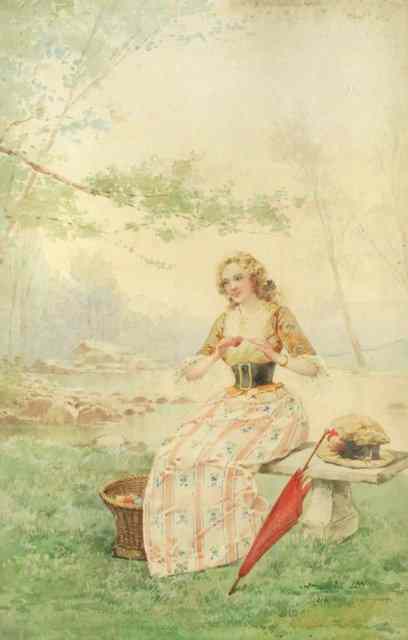 Appraisal: Maximilienne Goepp GuyonThe Picnicsigned Maximilienne Guyon Goepp lower rightwatercolour cm