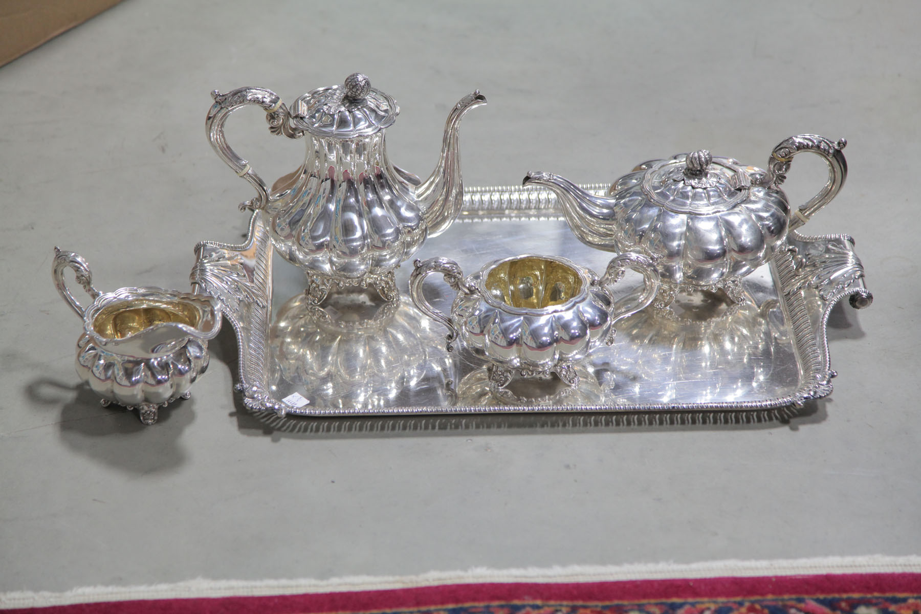 Appraisal: FOUR PIECE STERLING SILVER COFFEE TEA SERVICE AND SILVER PLATED