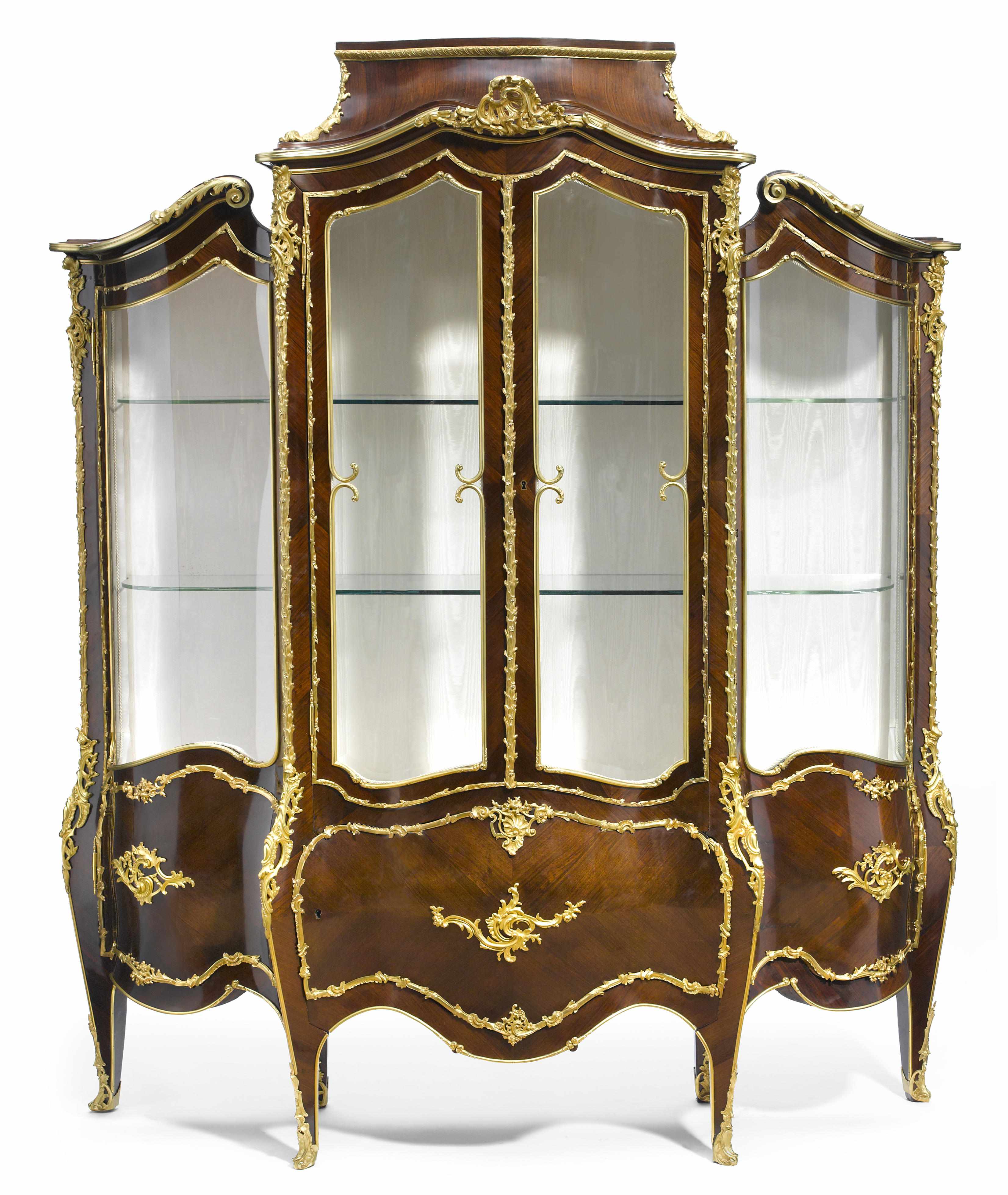 Appraisal: A Louis XV style gilt bronze mounted kingwood vitrine late