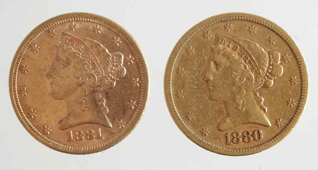 Appraisal: -S and gold half eagles circulated One of several gold