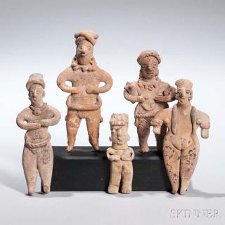 Appraisal: Five Nayarit Female Figures c B C - A D