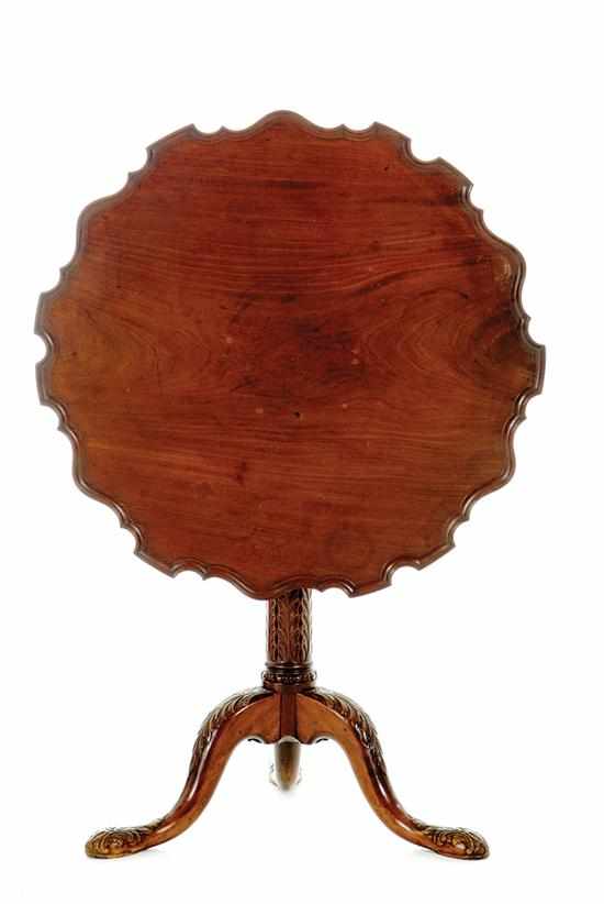 Appraisal: Irish mahogany tilt-top tea table late th century circular dished