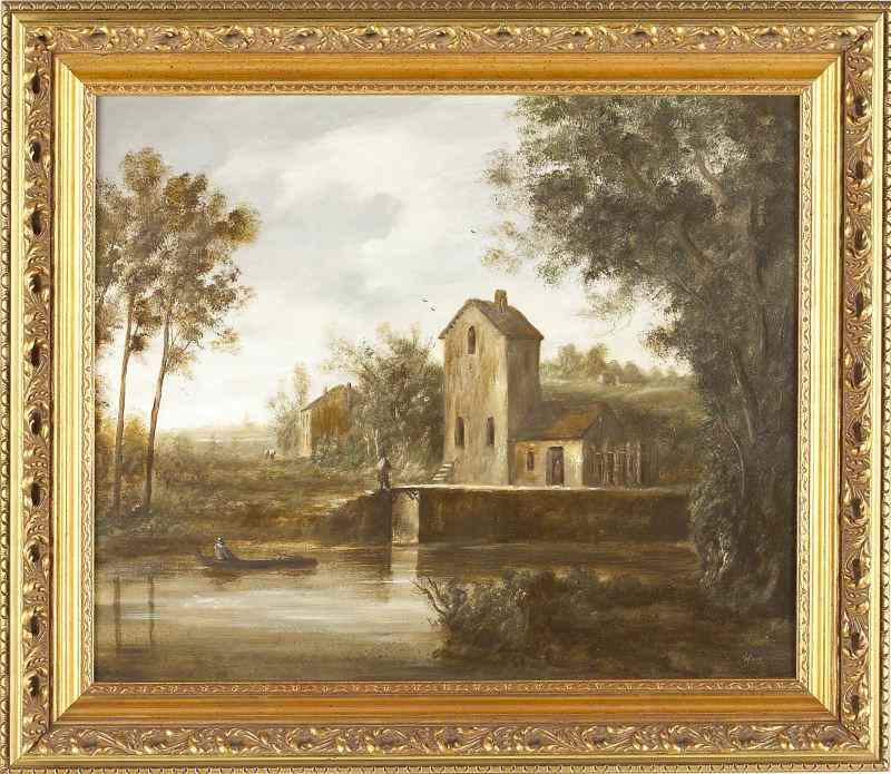 Appraisal: G rard Roux Fr b Landscape with Figuresoil on canvas