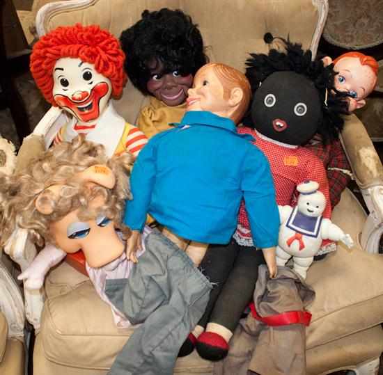 Appraisal: Assorted ventriloquist dummies and puppets ''Lester '' ''Ronald McDonald'' Estimate