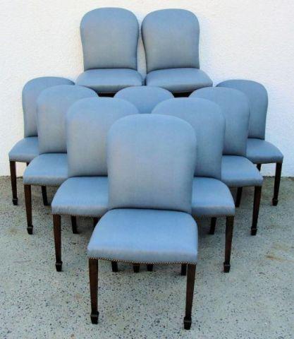 Appraisal: Dining Chairs with Blue Leather Upholstery From a Rye home