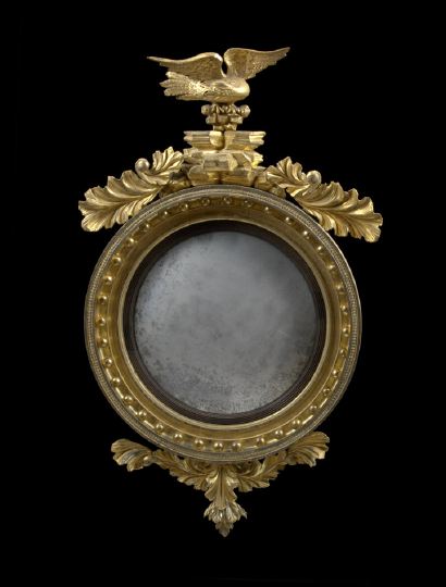 Appraisal: Good Regency Giltwood Convex Looking Glass first quarter th century