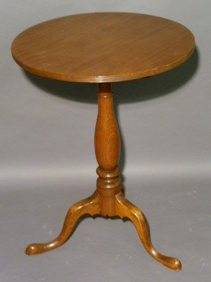 Appraisal: Walnut candle stand th thc h x w x d