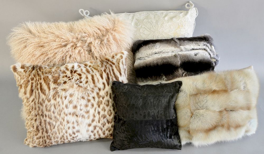 Appraisal: Group of throw pillows to include three Dennis Basso fur