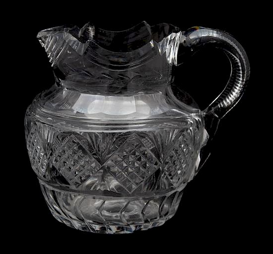 Appraisal: A Georgian Diamond Cut Glass Pitcher Height inches A Georgian