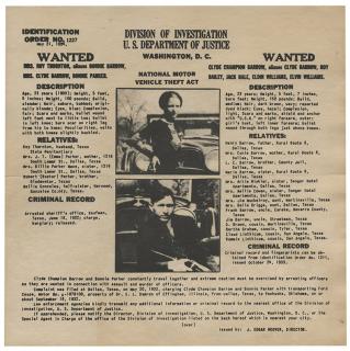 Appraisal: Crime Bonnie and Clyde Original Wanted Poster for Bonnie Parker