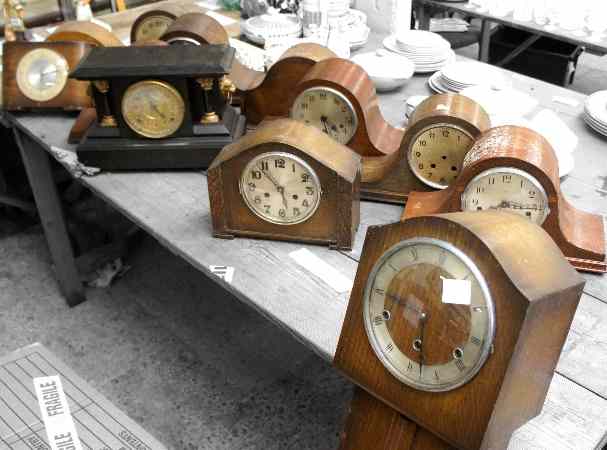 Appraisal: Large Collection of Wooden Mantle Clocks in Various states of