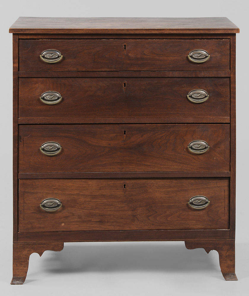 Appraisal: Federal Style Inlaid Walnut Four- Drawer Chest American th century