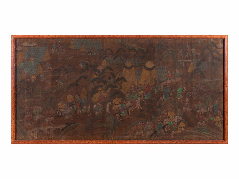 Appraisal: A Mongolian Silk Wallpaper Panel A Mongolian Silk Wallpaper Panel