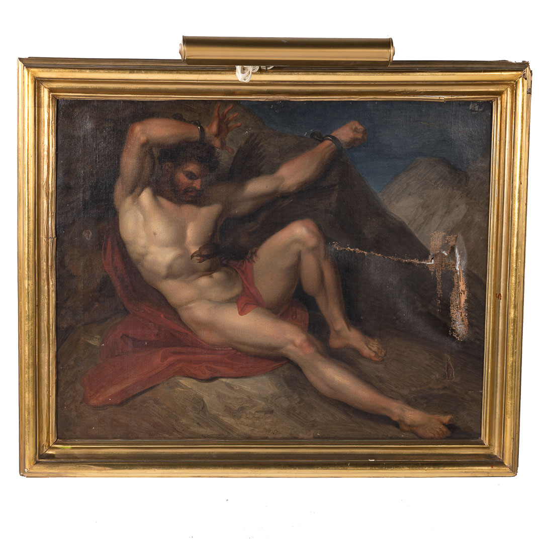 Appraisal: Attr to Cornelis Lens Prometheus Bound oil Attributed to Andries