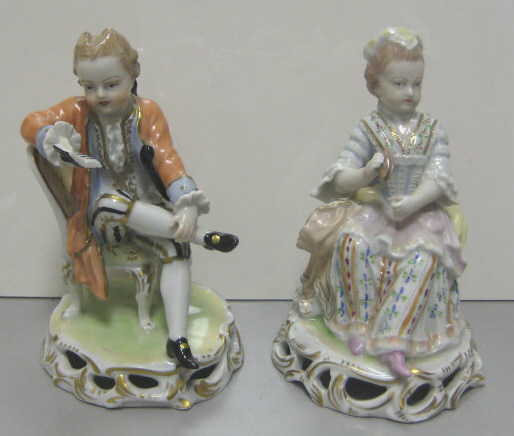 Appraisal: PAIR OF MEISSEN STYLE PORCELAIN FIGURES Carl Thieme and VEB