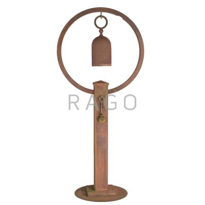 Appraisal: MEDITATION BELL Tall iron frame with hanging bell and striker