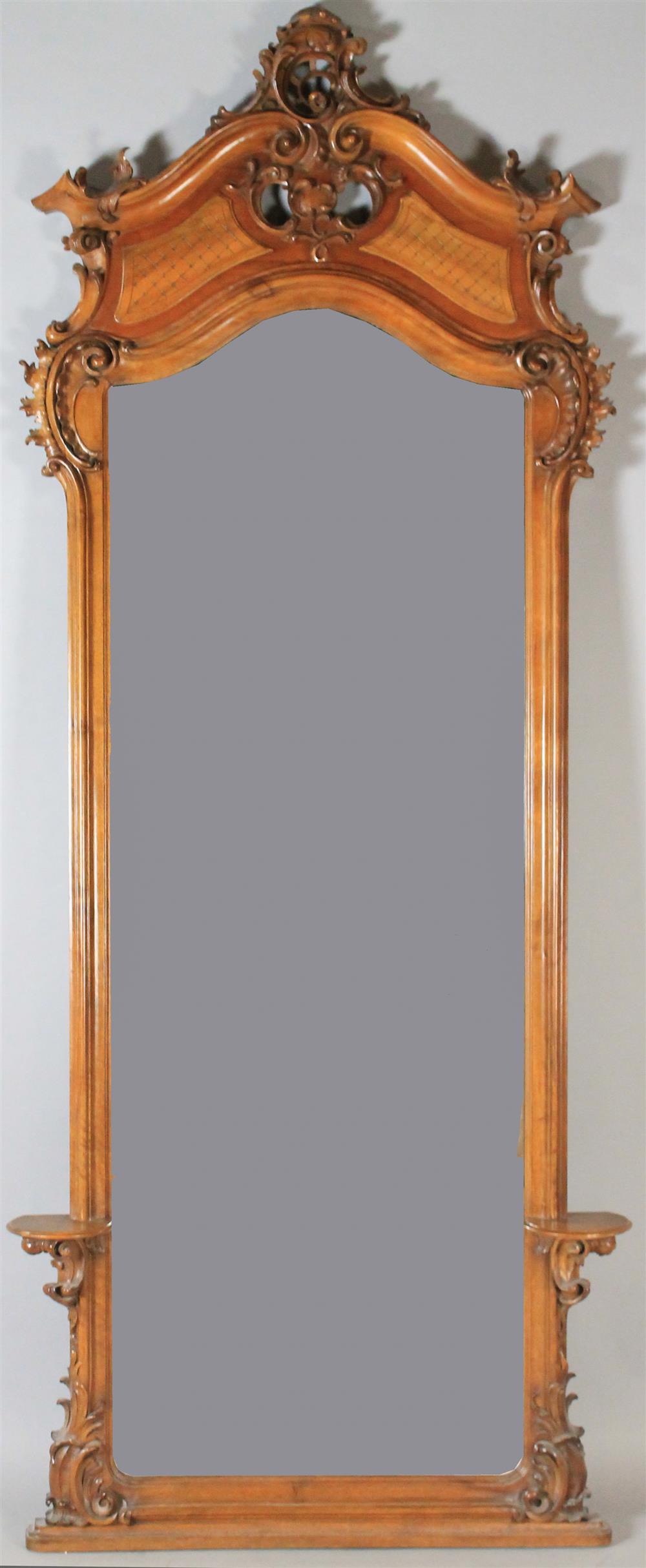 Appraisal: ROCOCO REVIVAL CARVED WALNUT PIER MIRROR late th C having