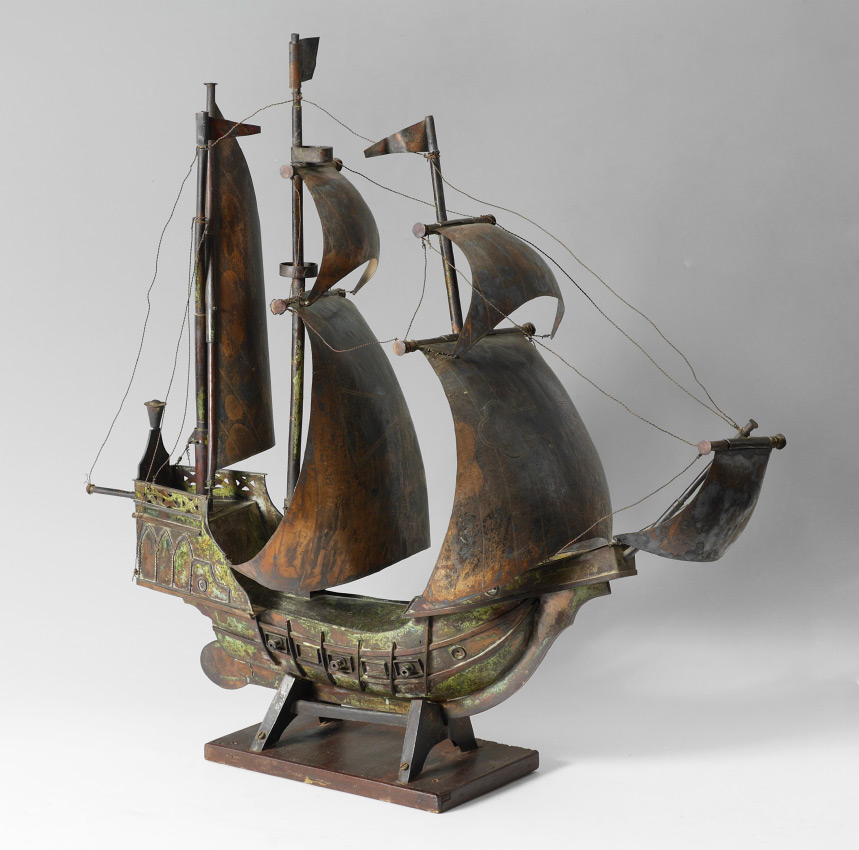 Appraisal: METAL SHIPS MODEL OF A SPANISH GALLEON From the Santa